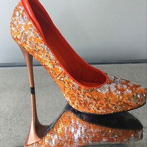Ed Hardy Stunning Sequin Orange Heels